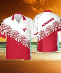 Custom Name NCAA SMU Mustangs Islander 3D Hawaiian Shirt Flower Gift For Fans