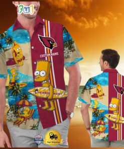 Custom Name NFL Arizona Cardinals Special Bart Simpson Tropical Hawaiian Shirt