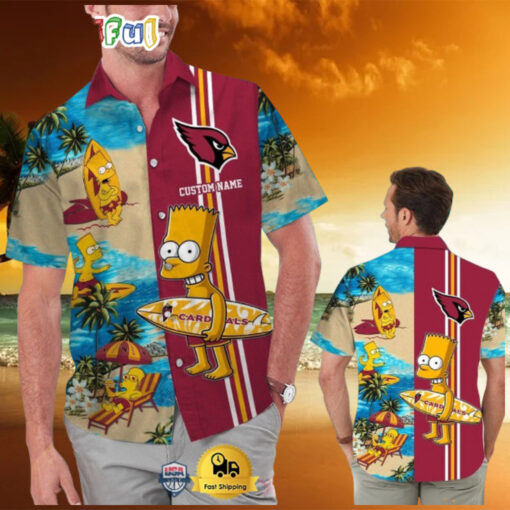 Custom Name NFL Arizona Cardinals Special Bart Simpson Tropical Hawaiian Shirt