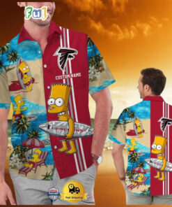 Custom Name NFL Atlanta Falcons Special Bart Simpson Tropical Hawaiian Shirt