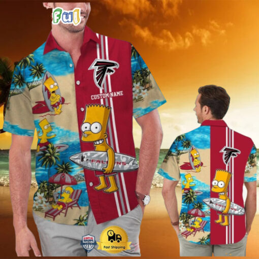 Custom Name NFL Atlanta Falcons Special Bart Simpson Tropical Hawaiian Shirt