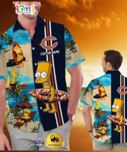 Custom Name NFL Chicago Bears Special Bart Simpson Tropical Hawaiian Shirt