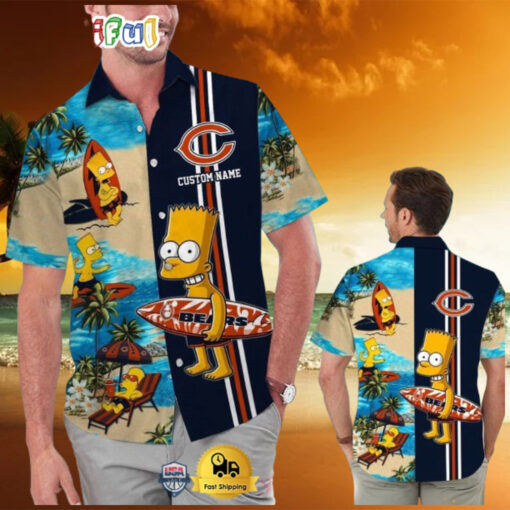 Custom Name NFL Chicago Bears Special Bart Simpson Tropical Hawaiian Shirt