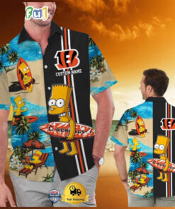 Custom Name NFL Cincinnati Bengals Special Bart Simpson Tropical Hawaiian Shirt