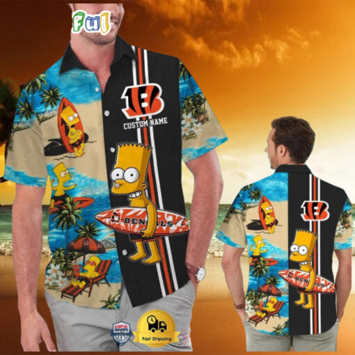 Custom Name NFL Cincinnati Bengals Special Bart Simpson Tropical Hawaiian Shirt