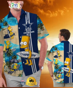 Custom Name NFL Dallas Cowboys Special Bart Simpson Tropical Hawaiian Shirt