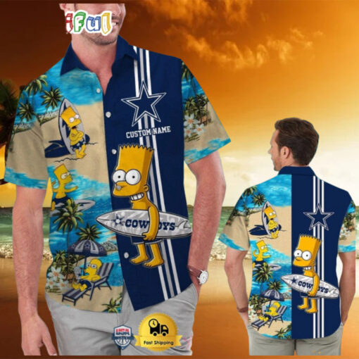 Custom Name NFL Dallas Cowboys Special Bart Simpson Tropical Hawaiian Shirt