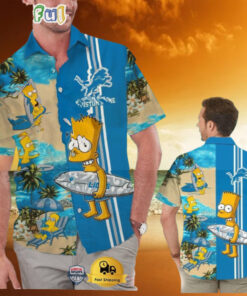 Custom Name NFL Detroit Lions Special Bart Simpson Tropical Hawaiian Shirt