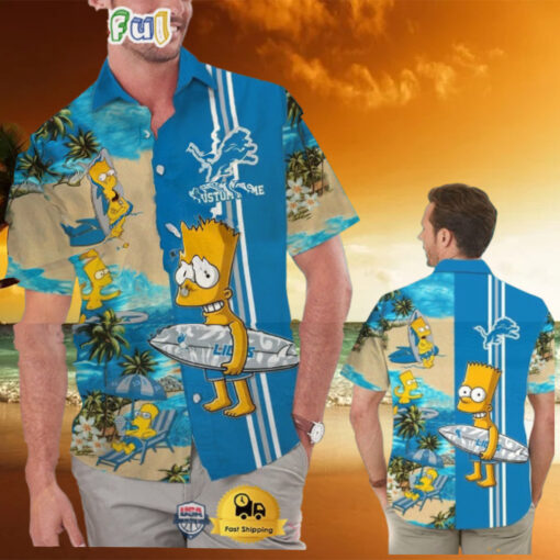 Custom Name NFL Detroit Lions Special Bart Simpson Tropical Hawaiian Shirt