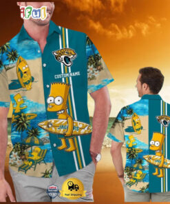 Custom Name NFL Jacksonville Jaguars Special Bart Simpson Tropical Hawaiian Shirt