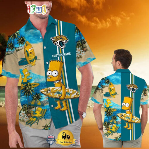 Custom Name NFL Jacksonville Jaguars Special Bart Simpson Tropical Hawaiian Shirt