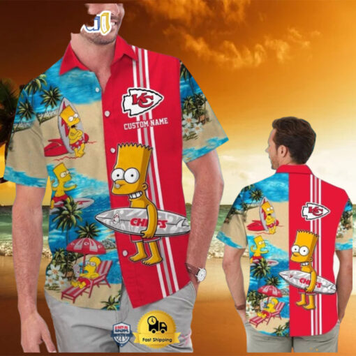 Custom Name NFL Kansas City Chiefs Special Bart Simpson Tropical Hawaiian Shirt