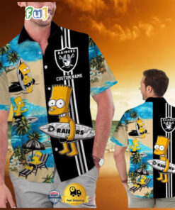 Custom Name NFL Las Vegas Raiders Special Bart Simpson Tropical Hawaiian Shirt