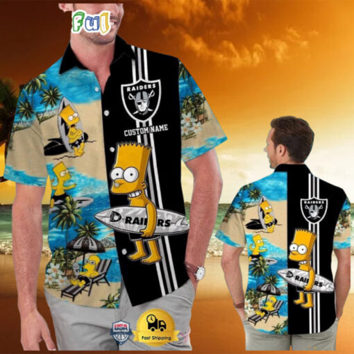 Custom Name NFL Las Vegas Raiders Special Bart Simpson Tropical Hawaiian Shirt