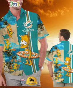 Custom Name NFL Miami Dolphins Special Bart Simpson Tropical Hawaiian Shirt