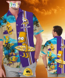 Custom Name NFL Minnesota Vikings Special Bart Simpson Tropical Hawaiian Shirt