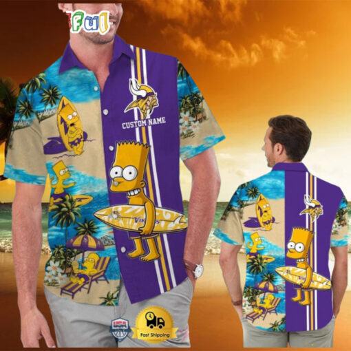 Custom Name NFL Minnesota Vikings Special Bart Simpson Tropical Hawaiian Shirt