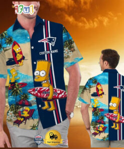 Custom Name NFL New England Patriots Special Bart Simpson Tropical Hawaiian Shirt