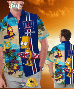 Custom Name NFL New York Giants Special Bart Simpson Tropical Hawaiian Shirt