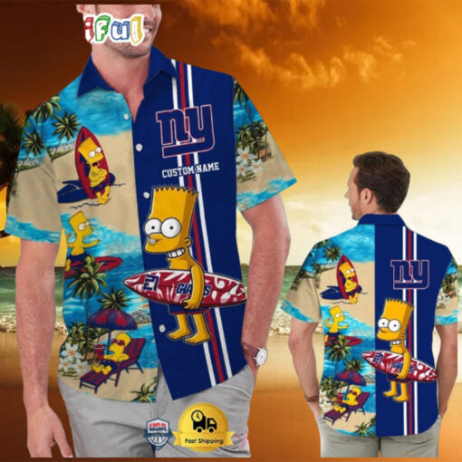 Custom Name NFL New York Giants Special Bart Simpson Tropical Hawaiian Shirt