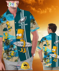 Custom Name NFL Philadelphia Eagles Special Bart Simpson Tropical Hawaiian Shirt