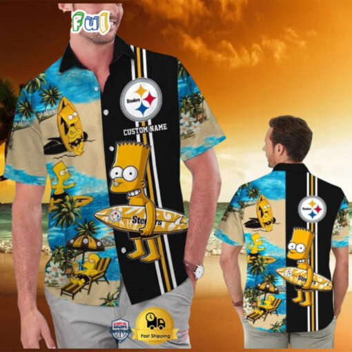 Custom Name NFL Pittsburgh Steelers Special Bart Simpson Tropical Hawaiian Shirt