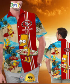 Custom Name NFL San Francisco 49ers Special Bart Simpson Tropical Hawaiian Shirt