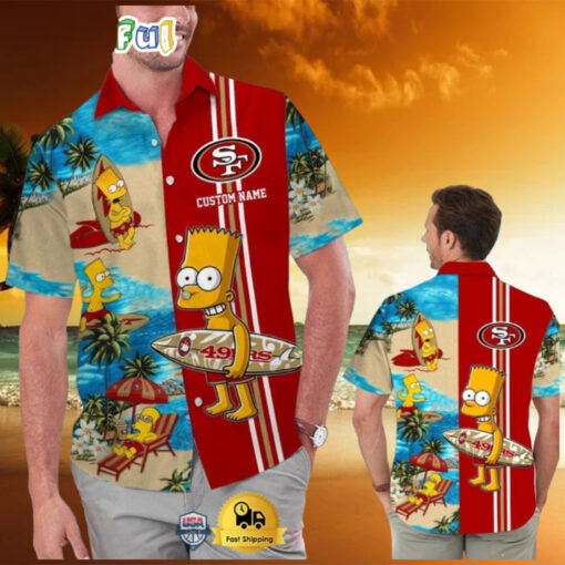 Custom Name NFL San Francisco 49ers Special Bart Simpson Tropical Hawaiian Shirt