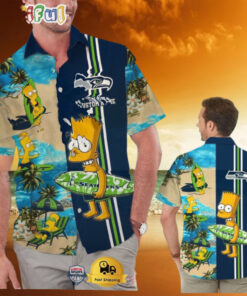 Custom Name NFL Seattle Seahawks Special Bart Simpson Tropical Hawaiian Shirt