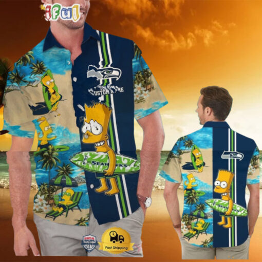 Custom Name NFL Seattle Seahawks Special Bart Simpson Tropical Hawaiian Shirt