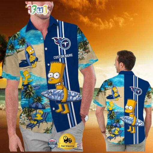 Custom Name NFL Tennessee Titans Special Bart Simpson Tropical Hawaiian Shirt