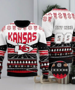 Custom Name Number Nfl Kansas City Chiefs Rugby Stadium Ugly Christmas Sweater