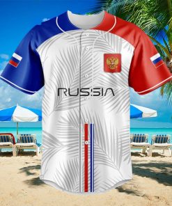 Custom Name Russia Flag Palm Leaf Baseball Jersey Shirt Gift For Men And Women