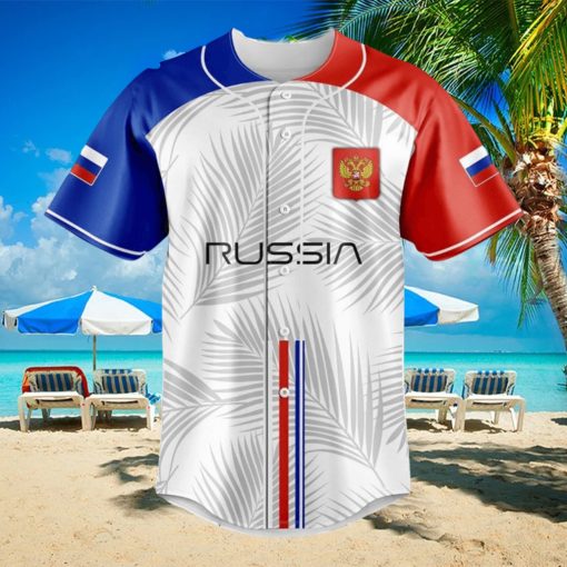 Custom Name Russia Flag Palm Leaf Baseball Jersey Shirt Gift For Men And Women