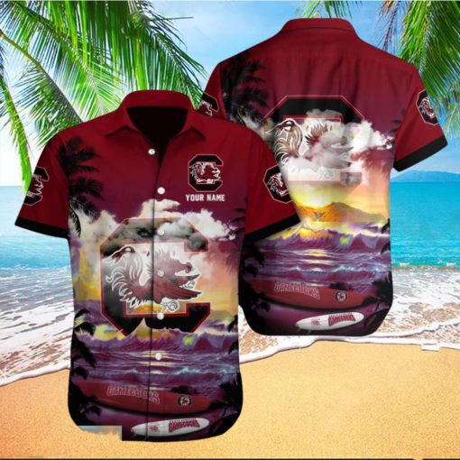 Custom Name South Carolina Gamecocks NCAA Print Beach Hawaiian Shirt
