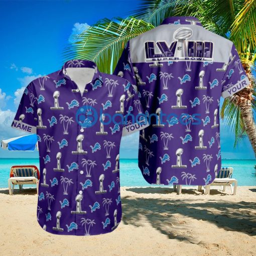 Custom Name Super Bowl LVIII Detroit Lions Purple Hawaiian Shirt Trends For Men Women Gift