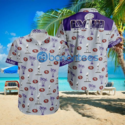 Custom Name Super Bowl LVIII San Francisco 49ers Grey Hawaiian Shirt Trends For Men Women Gift