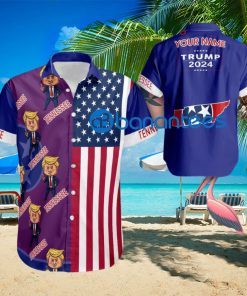 Custom Name Tennessee Hawaiian Shirt Baby Trump Pointing USA Flag Gift For Fans Trump Votes