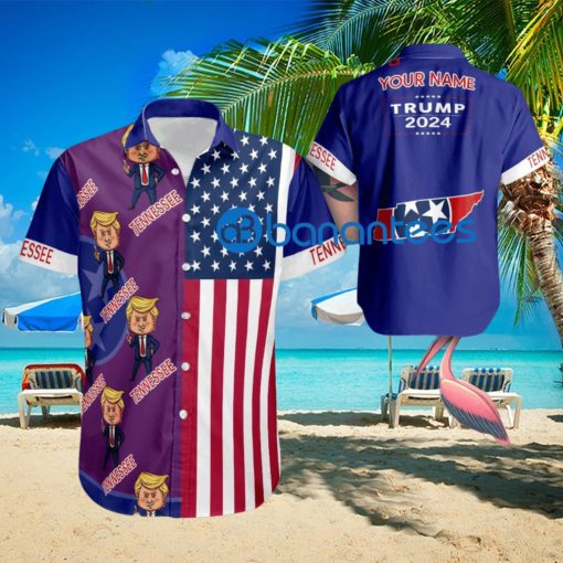 Custom Name Tennessee Hawaiian Shirt Baby Trump Pointing USA Flag Gift For Fans Trump Votes