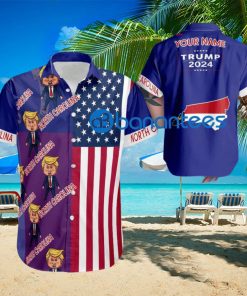 Custom Name Trump Angry North Carolina Hawaiian Shirt Baby Trump Pointing USA Flag Gift For Fans Trump Votes