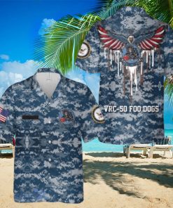 Custom Name US Navy VRC 50 Foo Dogs Hawaiian Shirt Summer Vacation Button Shirt