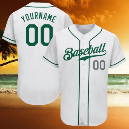 Custom White Kelly Green Light Gray Authentic Baseball Jersey