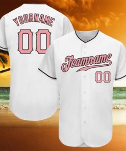 Custom White Medium Pink Black Authentic Baseball Jersey