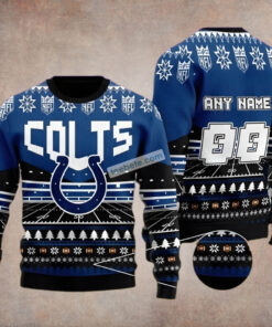 Custome Name With Indianapolis Colts Blue Ugly Xmas Sweater Party