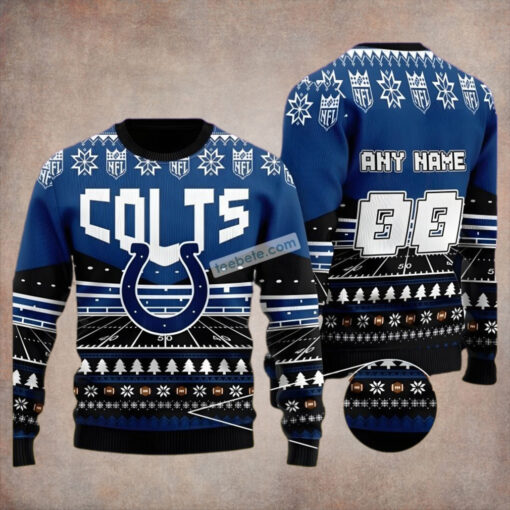 Custome Name With Indianapolis Colts Blue Ugly Xmas Sweater Party