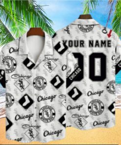 Customizable Chicago White Sox Hawaiian Shirt With Monochrome Logo Pattern