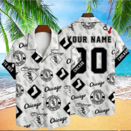 Customizable Chicago White Sox Hawaiian Shirt With Monochrome Logo Pattern