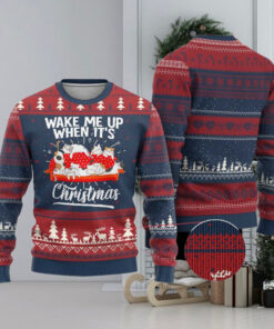 Cute Cat Wake Me Up When It’s Christmas Chillin’ Ugly Christmas Sweater