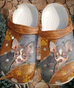 Cute Chihuahua Leather Zipper Chihuahua Lover Dog Crocs Shoes