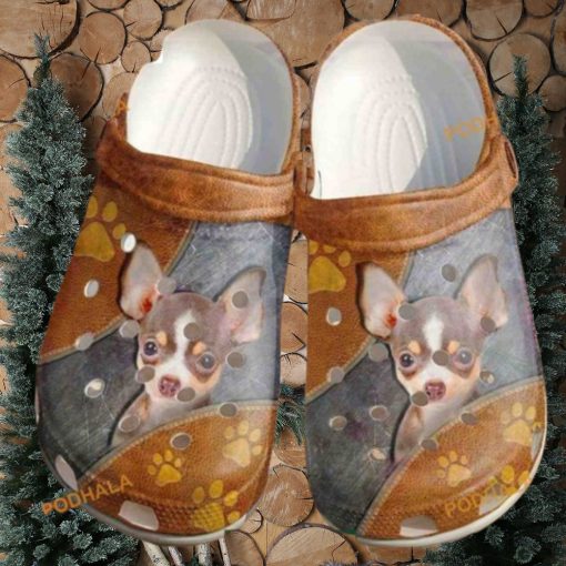 Cute Chihuahua Leather Zipper Chihuahua Lover Dog Crocs Shoes